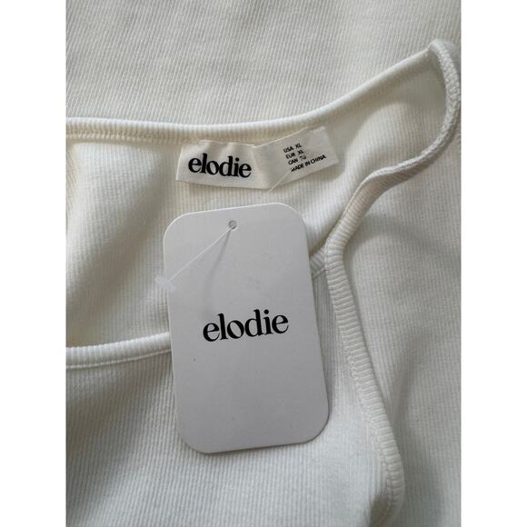 NWT ELODIE NORDSTROM White Sleeveless Ribbed One-Piece Bodysuit Size XL - Picture 3 of 4